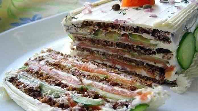 Бутербродный торт с копченым лососем и сливочным сыром, рецепт — Вкусо.ру в 2019 году Бутербродный торт с копченым лососем и сливочным сыром, рецепт — Вкусо.ру в 2019 году